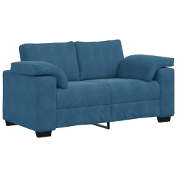 Sofa dwuosobowa, niebieska, 120 cm, aksamit