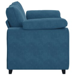 Sofa dwuosobowa, niebieska, 120 cm, aksamit