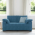 Sofa dwuosobowa, niebieska, 120 cm, aksamit