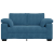Sofa dwuosobowa, niebieska, 120 cm, aksamit