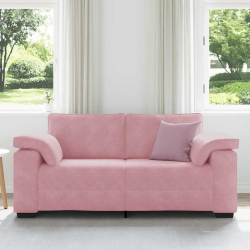 Sofa dwuosobowa, różowa, 140 cm, aksamit