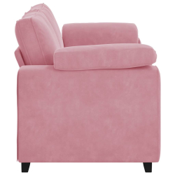 Sofa dwuosobowa, różowa, 140 cm, aksamit