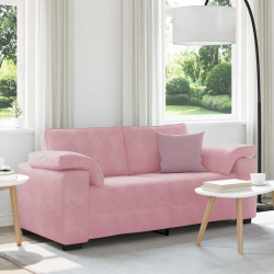 Sofa dwuosobowa, różowa, 140 cm, aksamit