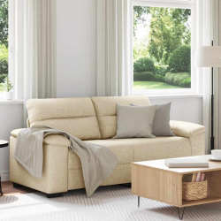 Sofa 2-osobowa, kremowa, 140 cm, tkaniną