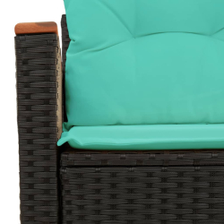 Sofa ogrodowa z poduszkami, 2-osobowa, czarna, polirattan