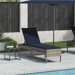 Leżak z poduszką Szary 55x200x44cm Polirattan