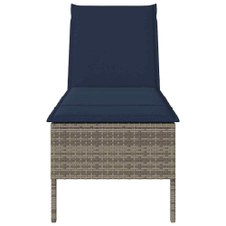 Leżak z poduszką Szary 55x200x44cm Polirattan