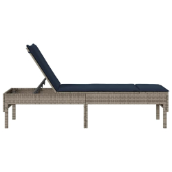 Leżak z poduszką Szary 55x200x44cm Polirattan