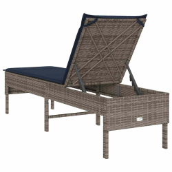 Leżak z poduszką Szary 55x200x44cm Polirattan