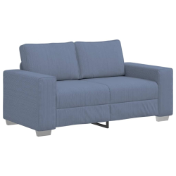 Sofa dwuosobowa niebieska 120 cm tkanina sztruksowa