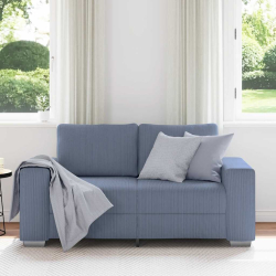 Sofa dwuosobowa niebieska 120 cm tkanina sztruksowa