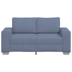 Sofa dwuosobowa niebieska 120 cm tkanina sztruksowa