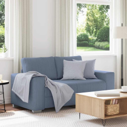 Sofa dwuosobowa niebieska 120 cm tkanina sztruksowa