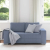 Sofa dwuosobowa niebieska 120 cm tkanina sztruksowa