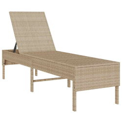 Leżak z poduszką beżowy 55x200x44cm polirattan