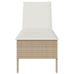Leżak z poduszką beżowy 55x200x44cm polirattan