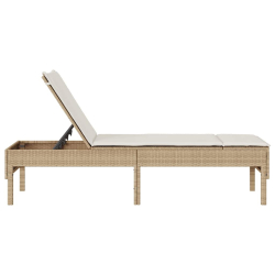 Leżak z poduszką beżowy 55x200x44cm polirattan