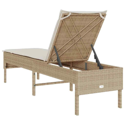 Leżak z poduszką beżowy 55x200x44cm polirattan