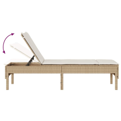 Leżak z poduszką beżowy 55x200x44cm polirattan
