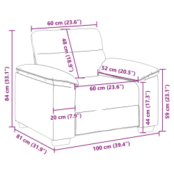Sofa Fotel Wino Czerwone 60 cm Tkanina