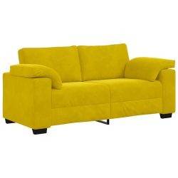 Sofa dwuosobowa, żółta, 140 cm, aksamit