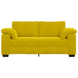 Sofa dwuosobowa, żółta, 140 cm, aksamit
