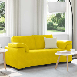 Sofa dwuosobowa, żółta, 140 cm, aksamit