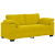 Sofa dwuosobowa, żółta, 140 cm, aksamit