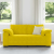 Sofa dwuosobowa, żółta, 140 cm, aksamit