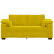 Sofa dwuosobowa, żółta, 140 cm, aksamit