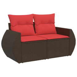 Sofa ogrodowa z poduszkami, 2-osobowa, brązowa, polirattan