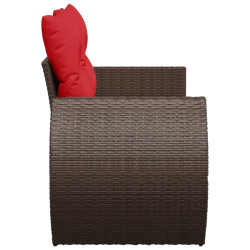 Sofa ogrodowa z poduszkami, 2-osobowa, brązowa, polirattan