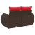 Sofa ogrodowa z poduszkami, 2-osobowa, brązowa, polirattan