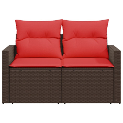 Sofa ogrodowa z poduszkami, 2-osobowa, brązowa, polirattan