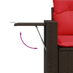 Sofa ogrodowa z poduszkami, 2-osobowa, brązowa, polirattan