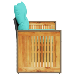 Sofa ogrodowa z poduszkami, 2-osobowa, czarna, polirattan