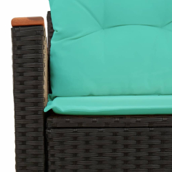 Sofa ogrodowa z poduszkami, 2-osobowa, czarna, polirattan