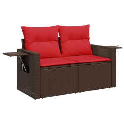 Sofa ogrodowa z poduszkami, 2-osobowa, brązowa, polirattan