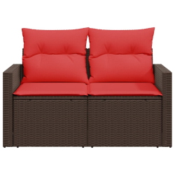 Sofa ogrodowa z poduszkami, 2-osobowa, brązowa, polirattan
