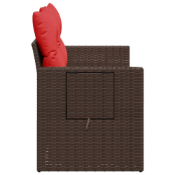 Sofa ogrodowa z poduszkami, 2-osobowa, brązowa, polirattan