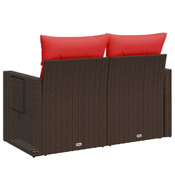 Sofa ogrodowa z poduszkami, 2-osobowa, brązowa, polirattan