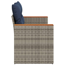 Sofa ogrodowa z poduszkami, 2-osobowa, szara, polirattan