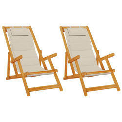 Składane Krzesła Plażowe 2 szt. Taupe Lite, Drewno Akacjowe i Textilene
