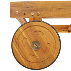 Leżak na kółkach z stolikiem i poduszką z litego drewna akacjowego