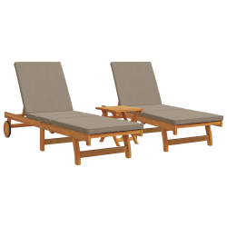 Leżaki na kółkach 2 szt z Tisch&Cushion Lite, akacjowe drewno