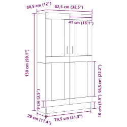 Regał na książki Czarny Dąb 82,5x30,5x150 cm z materiału drewnopochodnego