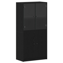 Wysoki Kredens z Drzwiami Czarny Dąb 68x37x142 cm Materiał drewnopochodny