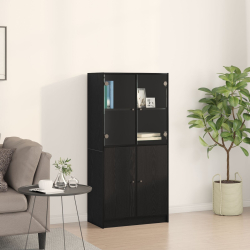 Wysoki Kredens z Drzwiami Czarny Dąb 68x37x142 cm Materiał drewnopochodny