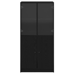 Wysoki Kredens z Drzwiami Czarny Dąb 68x37x142 cm Materiał drewnopochodny