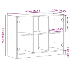 Szafka Biała Dąb 102x37x75,5 cm Drewno Kompozytowe